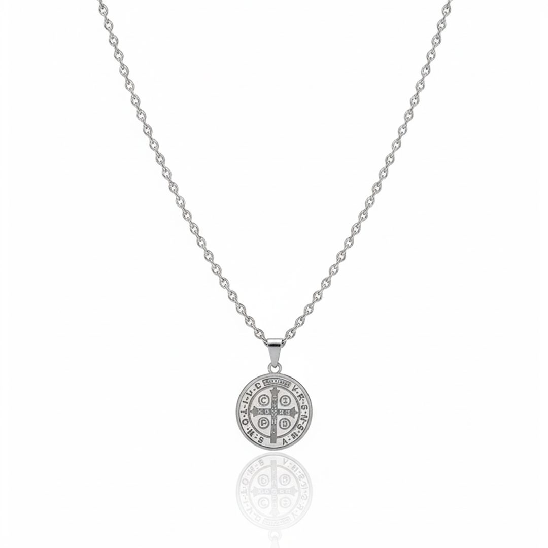 Colar Longo Elo Baiano São Bento em Aço