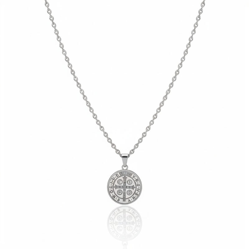 Colar Longo Elo Baiano São Bento em Aço