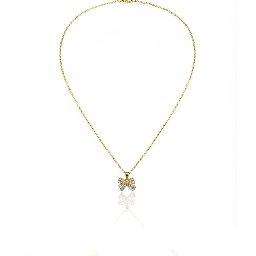 Colar Laço Cravejado em Aço