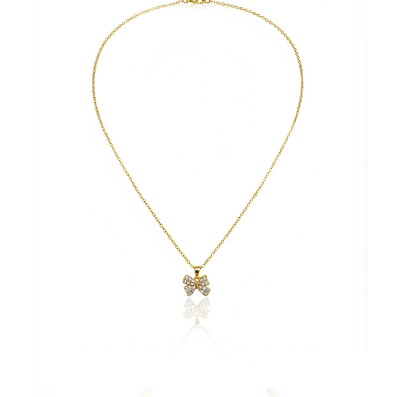 Colar Laço Cravejado em Aço