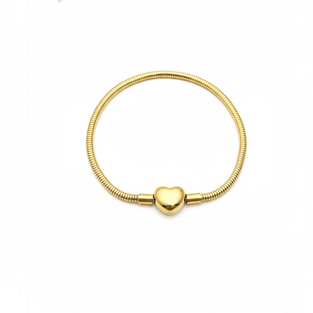 Pulseira Cilindrico Coração em Aço