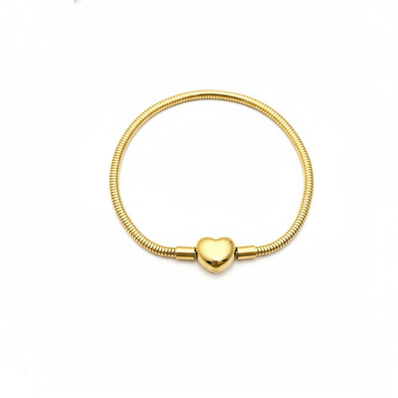 Pulseira Cilindrico Coração em Aço