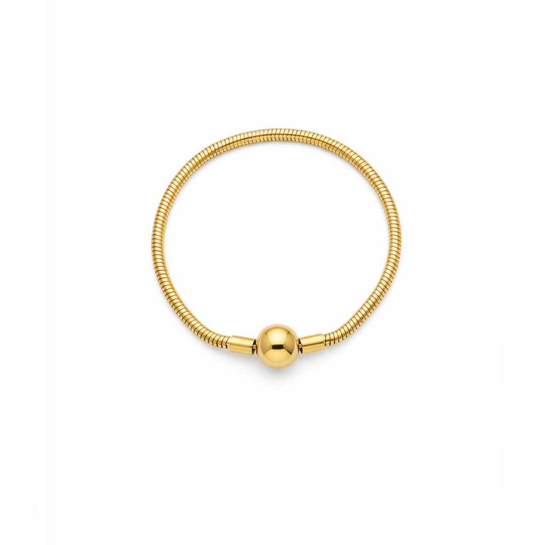 Pulseira Cilindrica Esfera em Aço