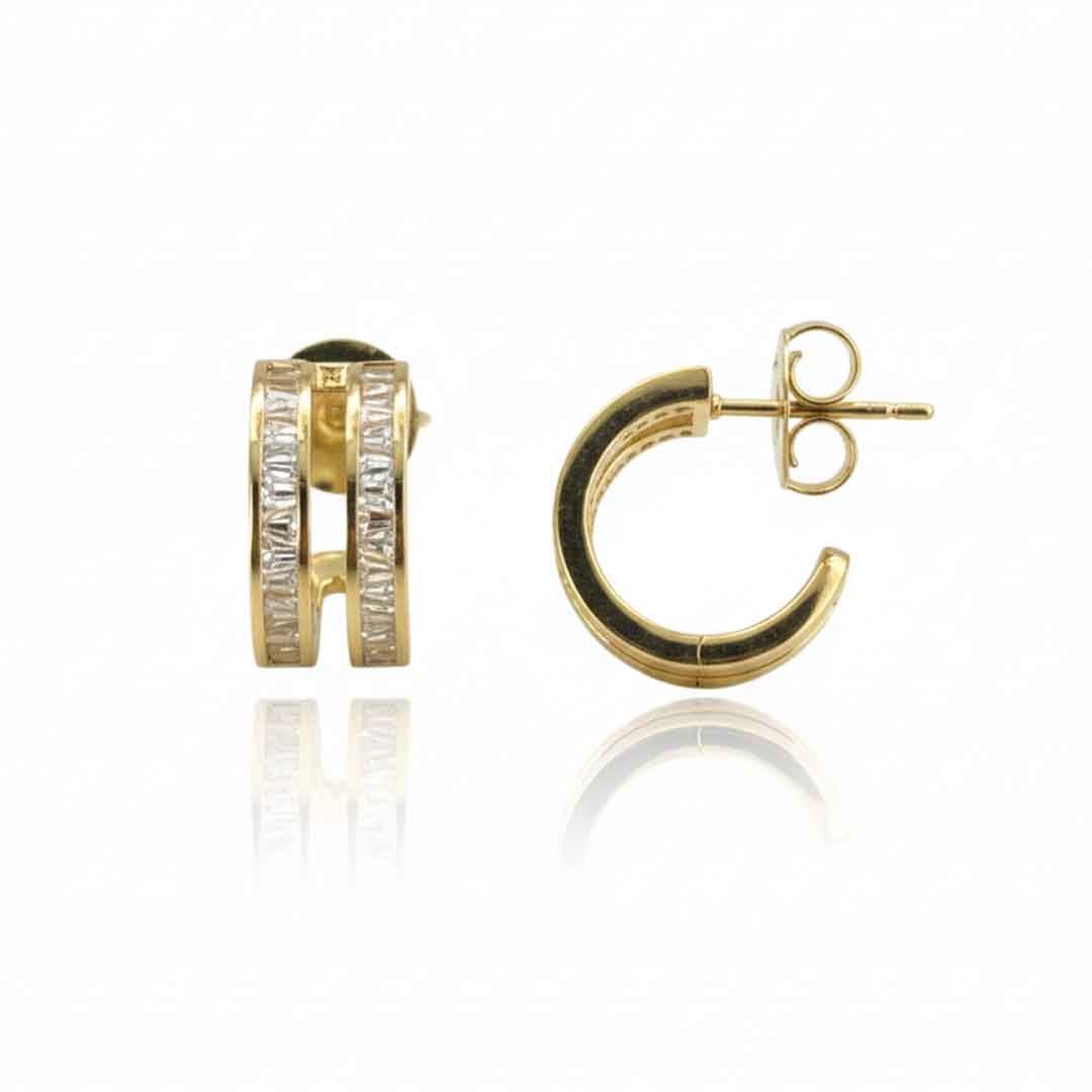 Brinco Argola Dupla Cravejado Banhado em Ouro 18k