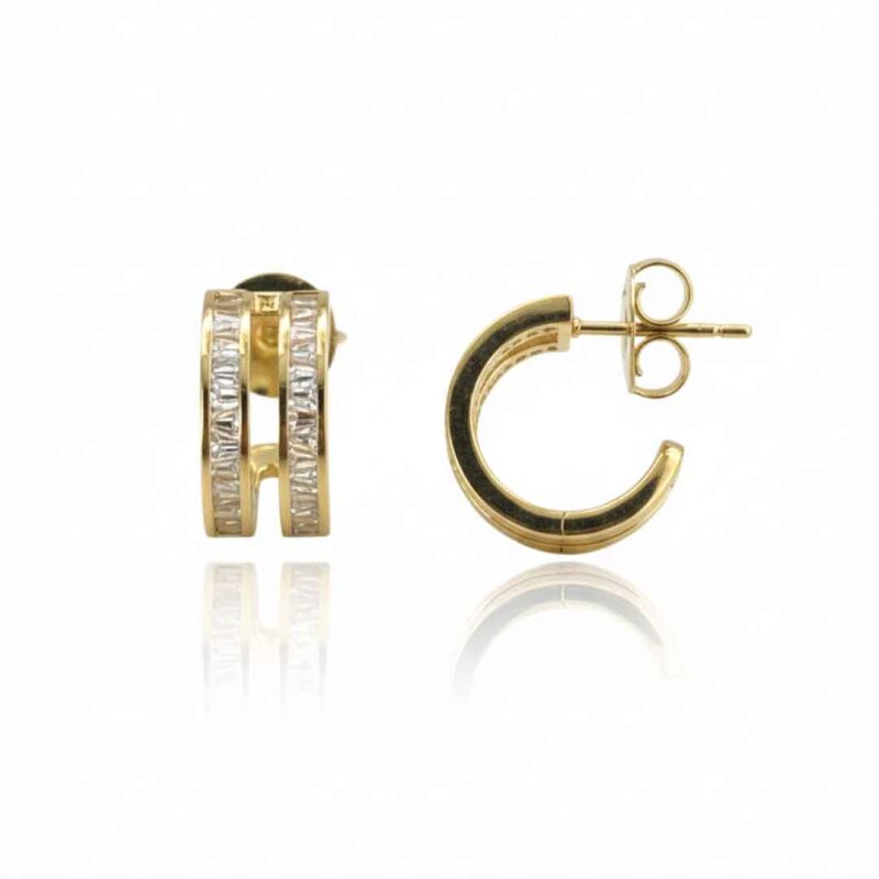 Brinco Argola Dupla Cravejado Banhado em Ouro 18k