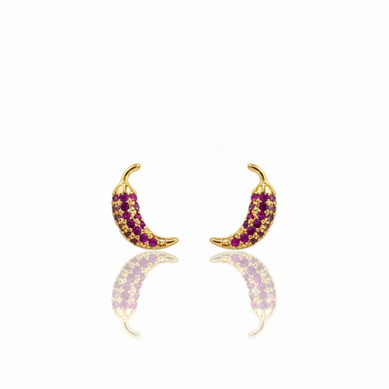 Brinco Pimentinha Cravejado Banhado em Ouro 18k