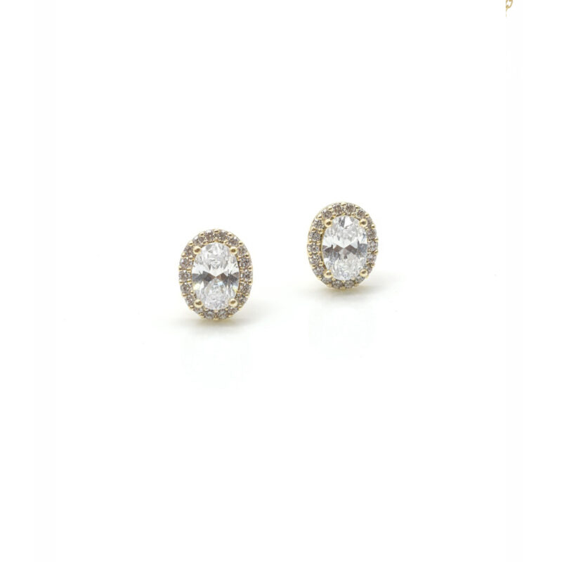 Brinco Oval Microcravejado Banhado em Ouro 18k