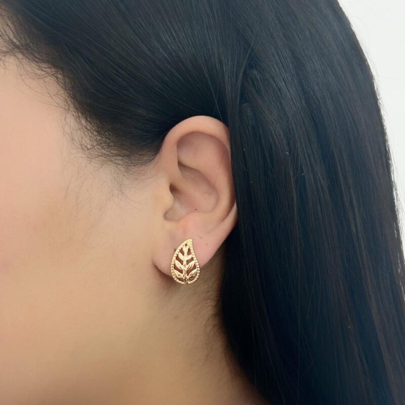 Brinco Folha Banhado em Ouro 18K