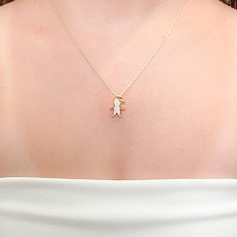 Colar Menino Madreperola Banhado em Ouro 18k