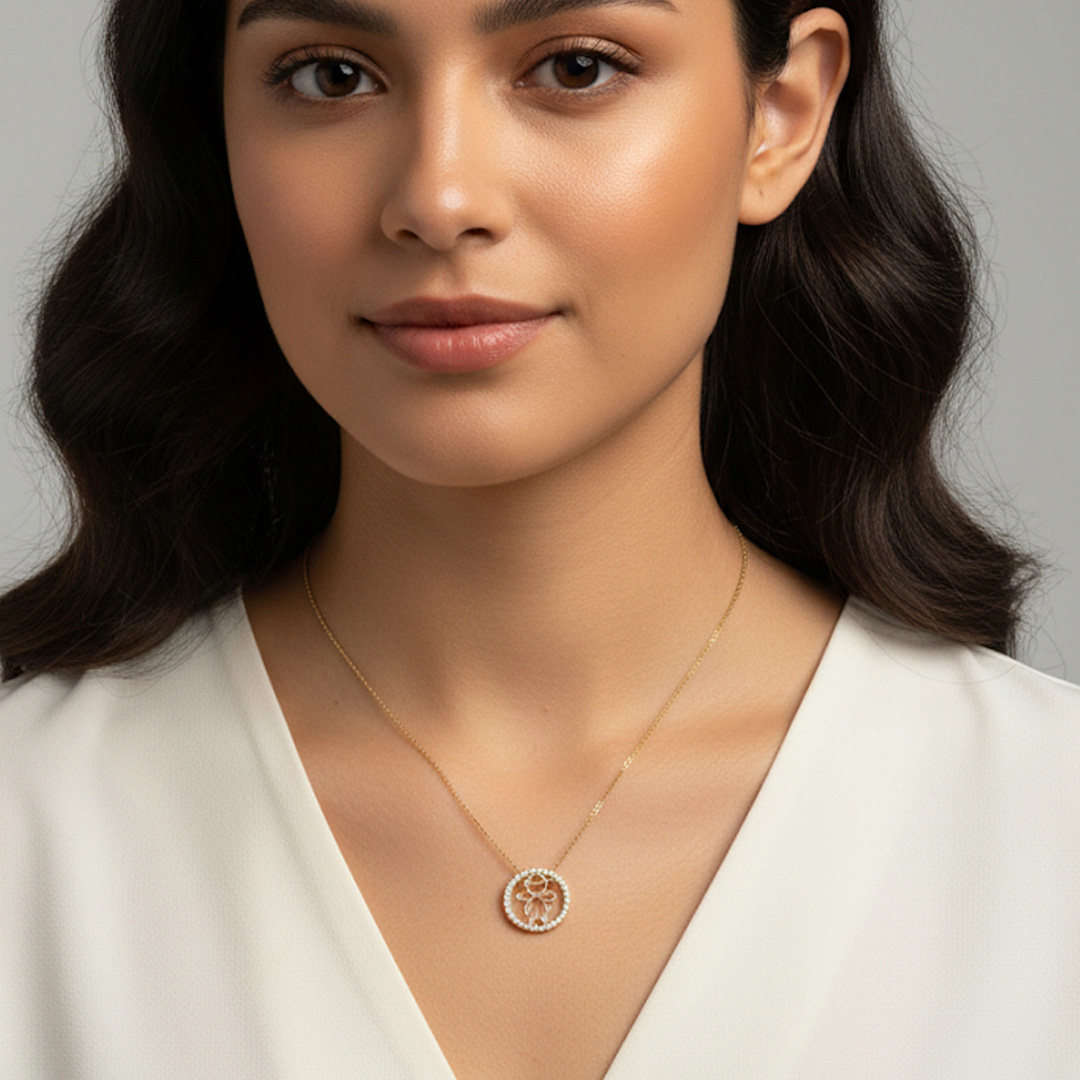 Colar Mandala Menino Cravejada Banhado em Ouro 18k