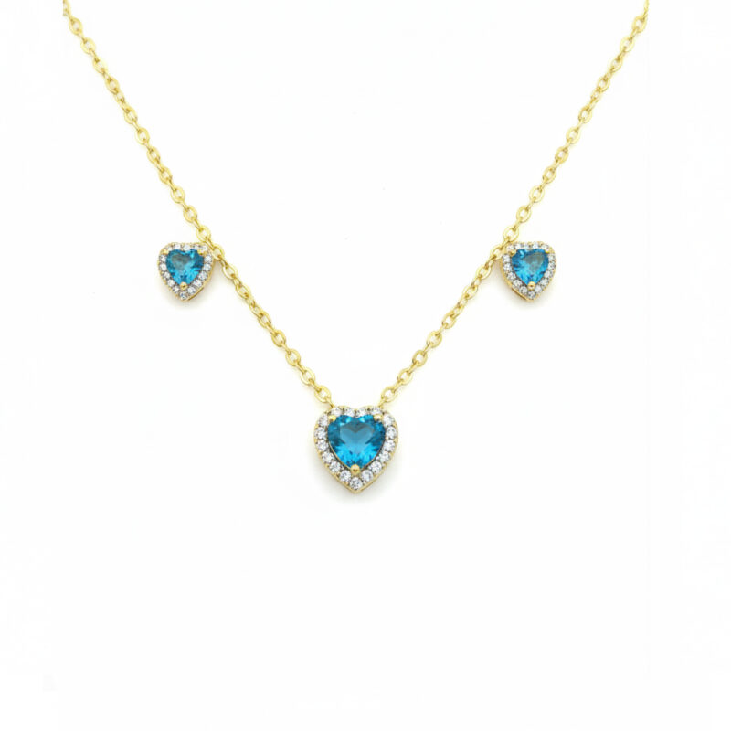 Conjunto Coração Microcravejado Banhao em Ouro 18k