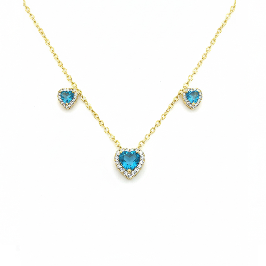 Conjunto Coração Microcravejado Banhao em Ouro 18k