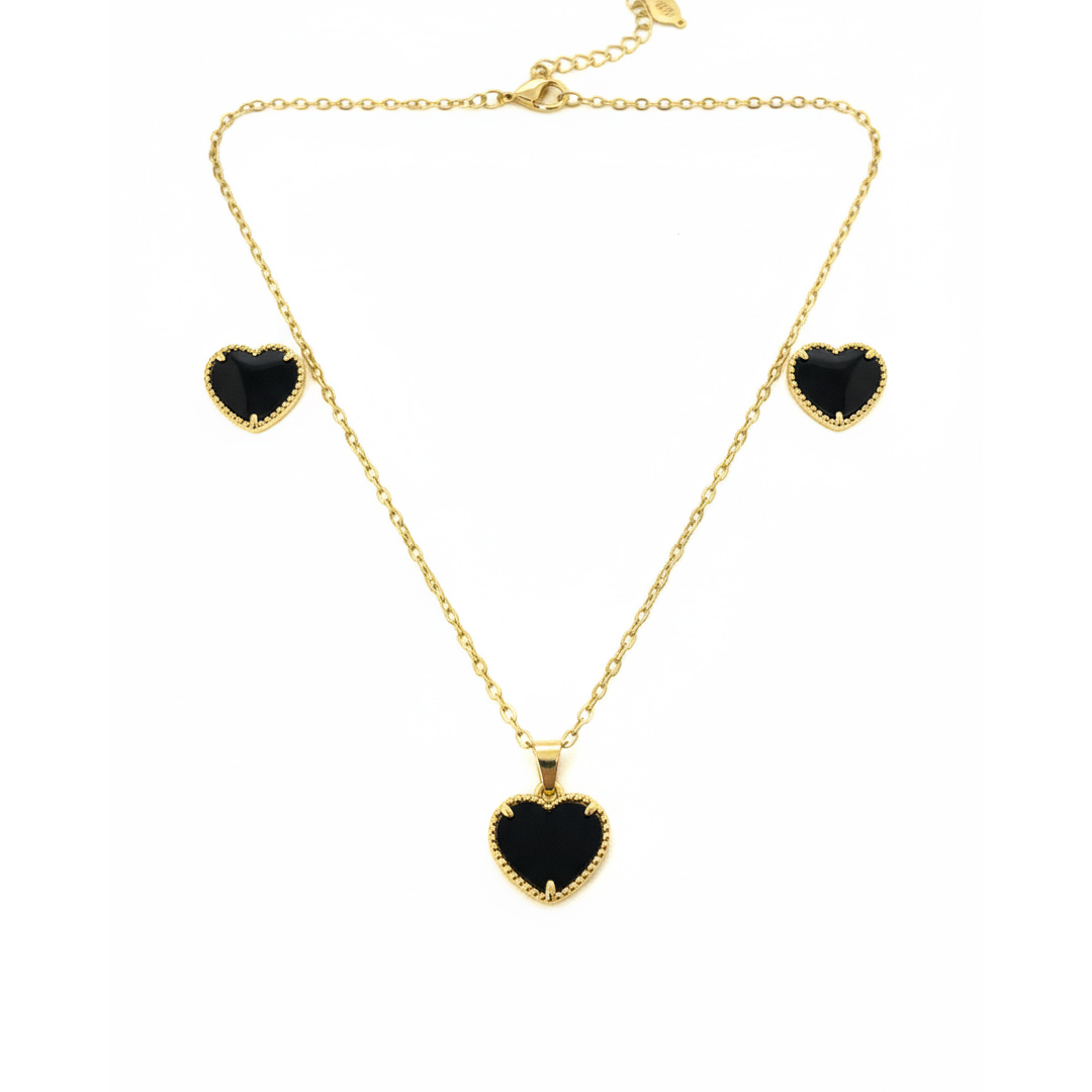 Conjunto Coração Banhado em Ouro 18k