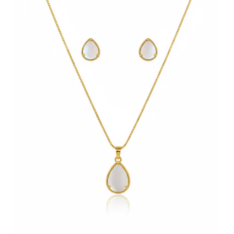 Conjunto Gota Banhado em Ouro 18k