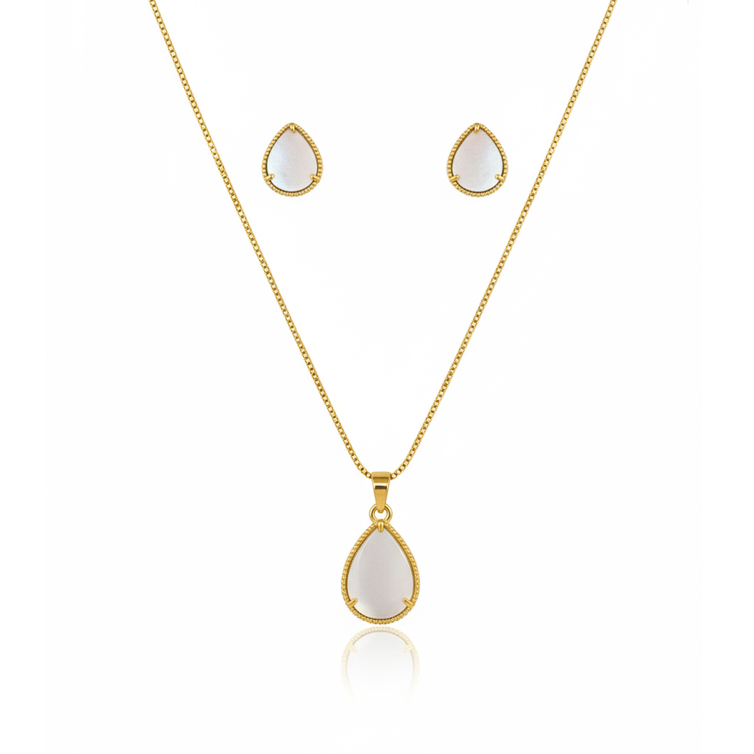 Conjunto Gota Banhado em Ouro 18k