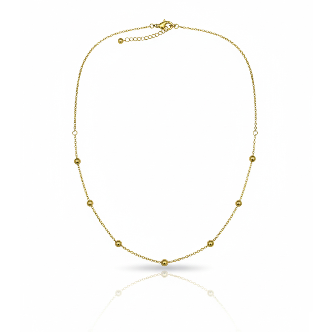 Choker(35 cm + 5 cm) Bolinha Banhado em Ouro 18k