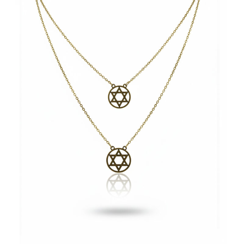 Escapulario Estrela de Davi em Aço