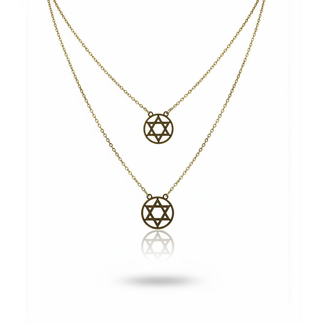 Escapulario Estrela de Davi em Aço