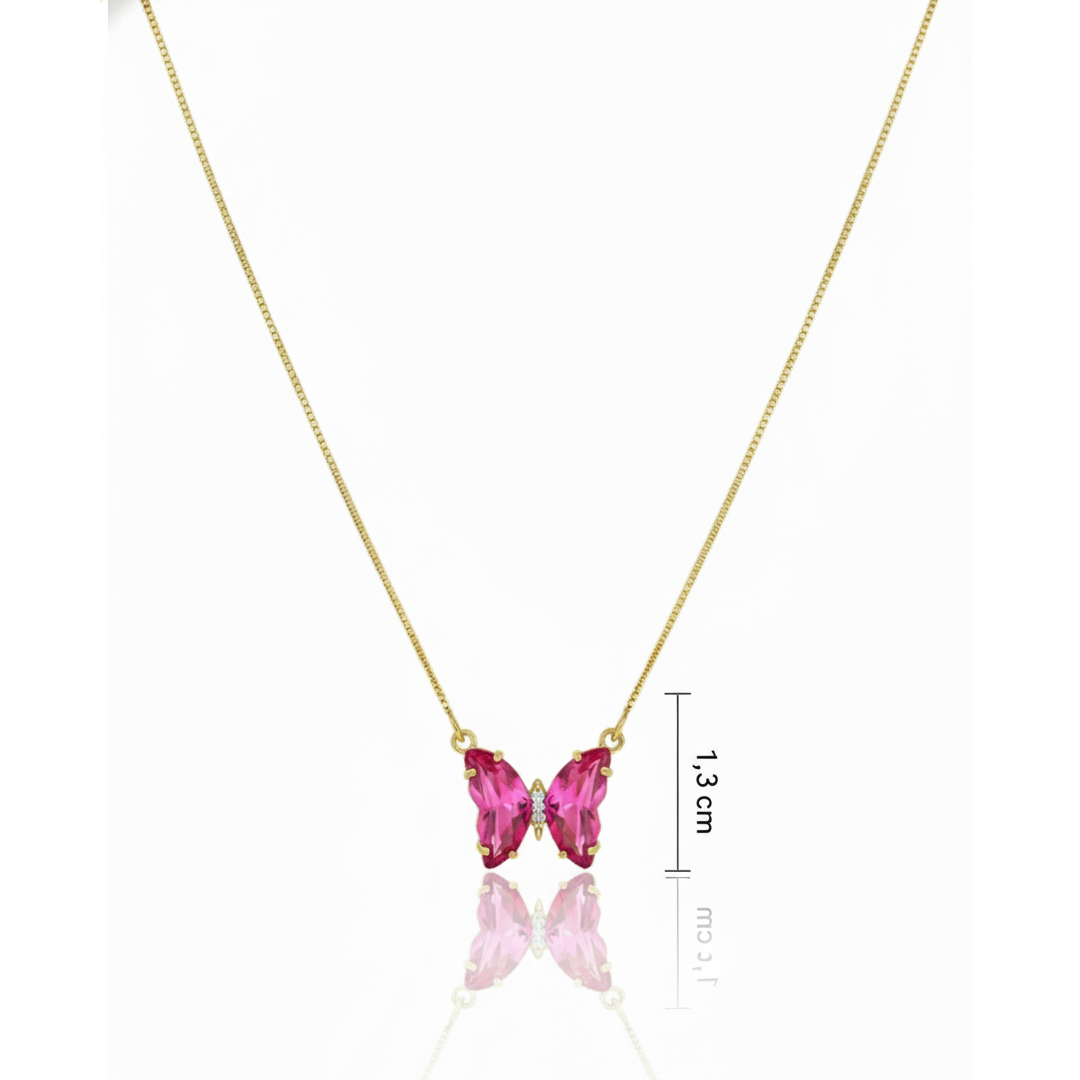 Colar Borboleta Banhado em Ouro 18k