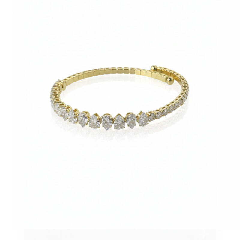 Bracelete Riviera Gota Regulavel  Cravejado Banhado em Ouro 18k