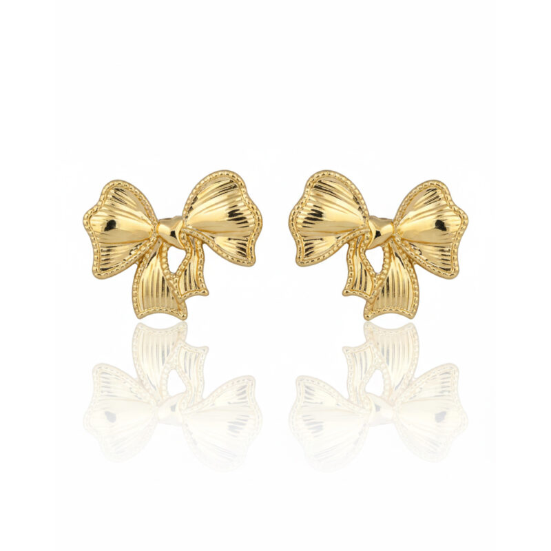 Brinco Laço Trabalhado Banhado em Ouro 18K