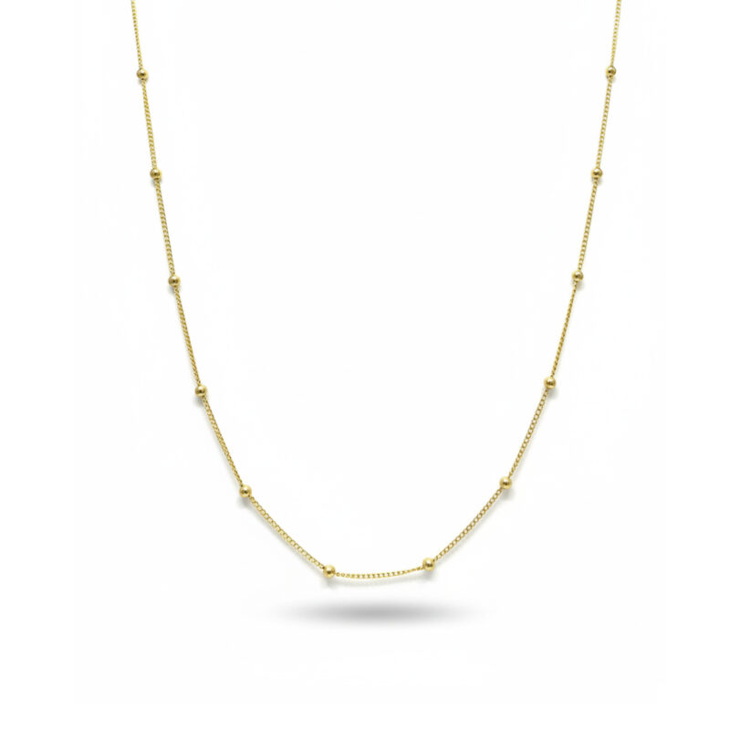 Colar Longo Bolinha Banhado em Ouro 18K