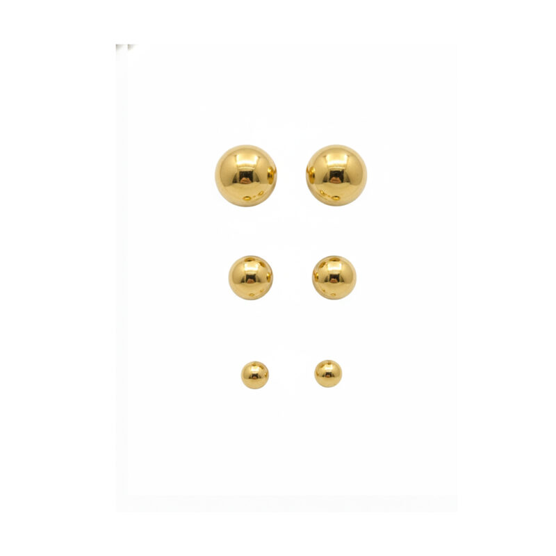 Brinco Trio Esfera ABS Banhado em Ouro 18k