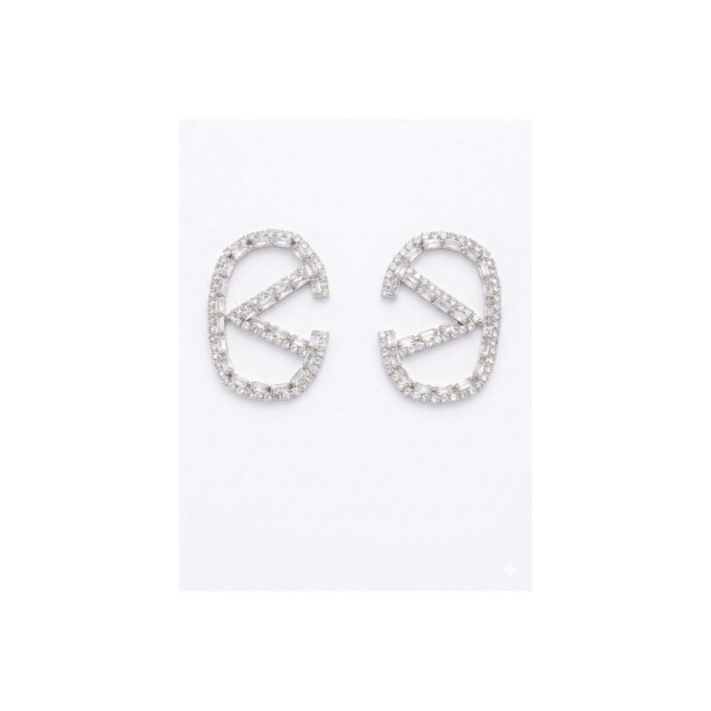 Brinco V Cravejado Banhado em Ouro 18k