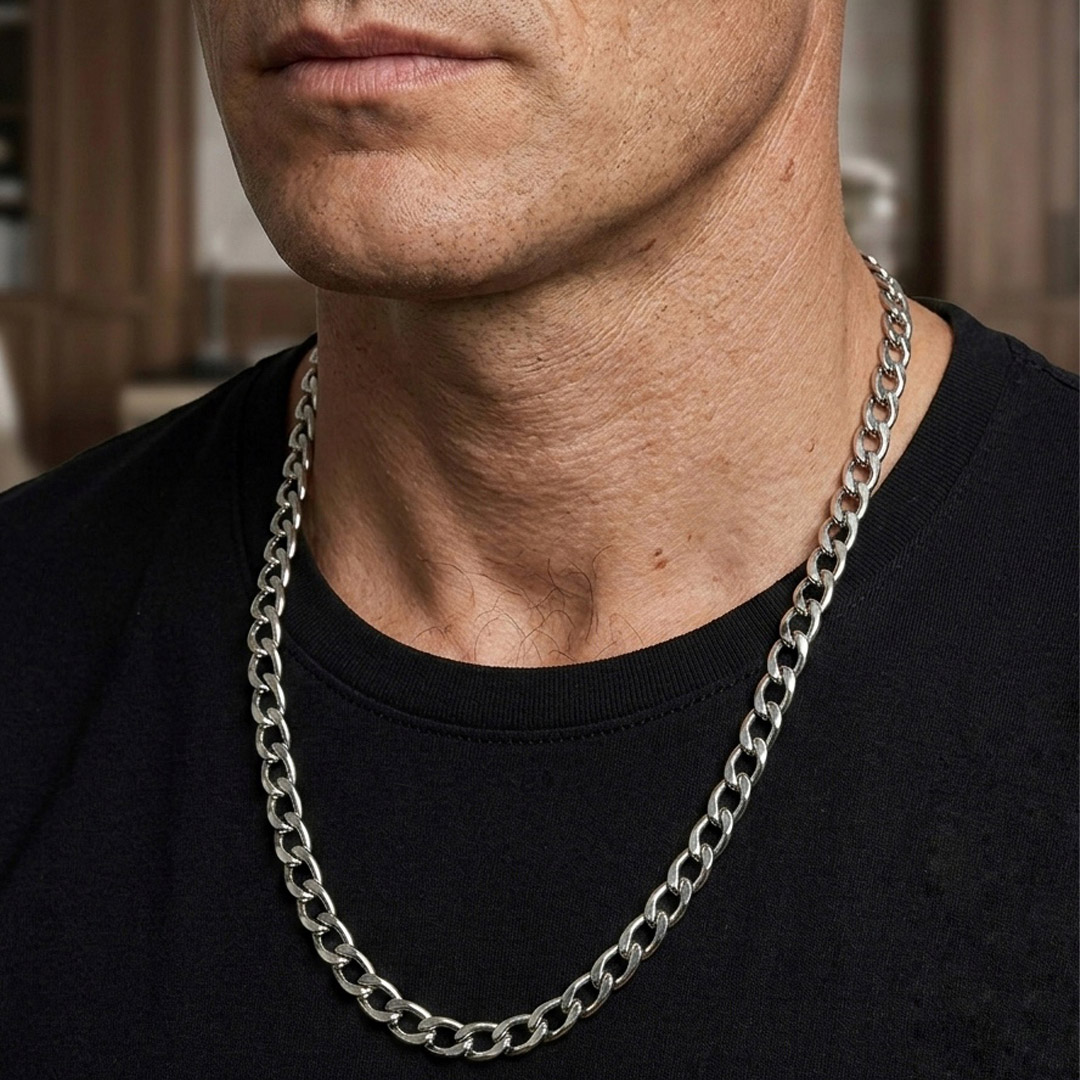 Colar Longo Elo Grumet  em Aço