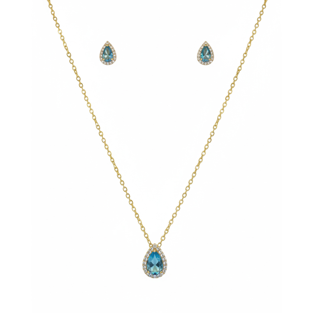 Conjunto Gota Microocravejado Banhado em Ouro 18k