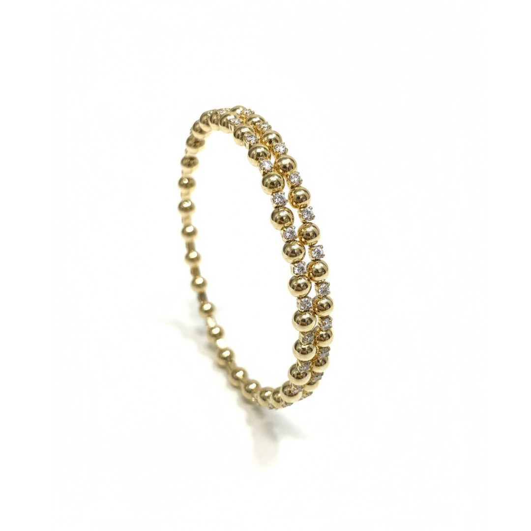 Bracelete Ponto de Luz e Esfera Cravejado Banhado em Ouro 18k