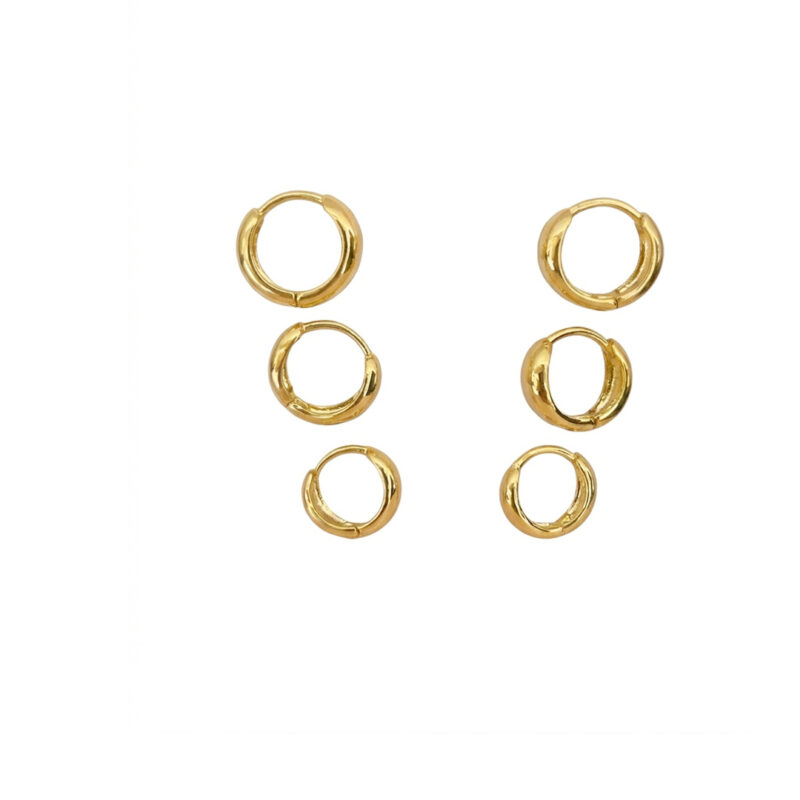 Brinco Trio de Argola Bojuda Banhado em Ouro 18K