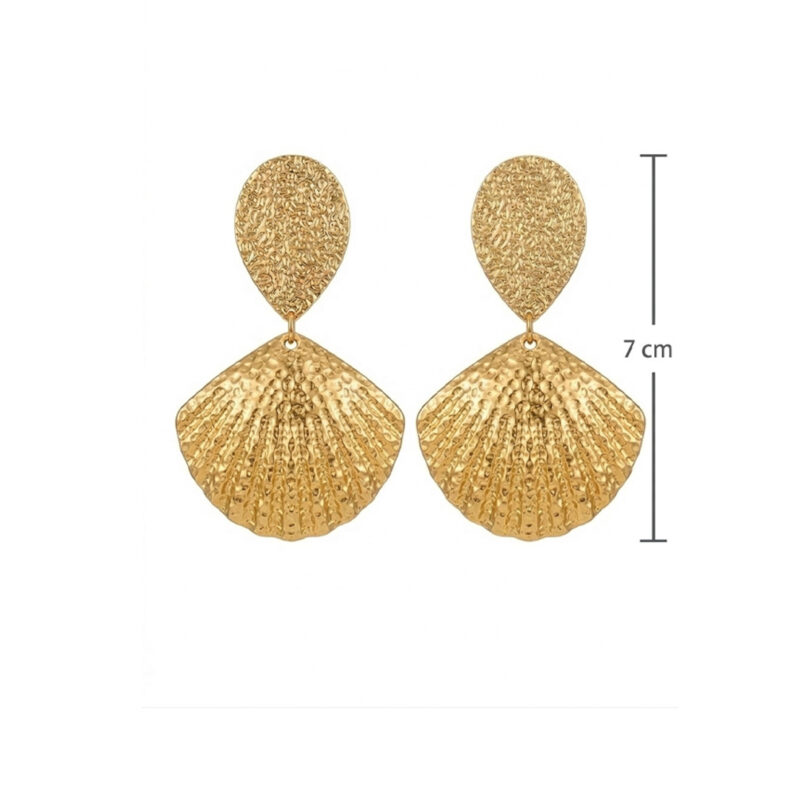 Brinco Pêndulo Concha Banhado em Ouro 18k