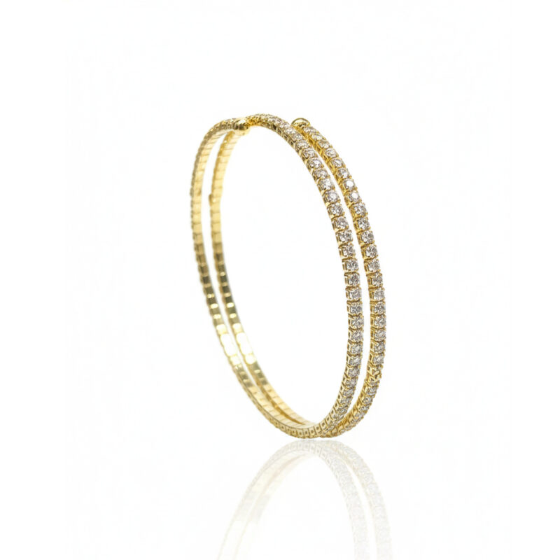 Bracelete Riviera 2/1 Cravejado Banhado em Ouro 18k