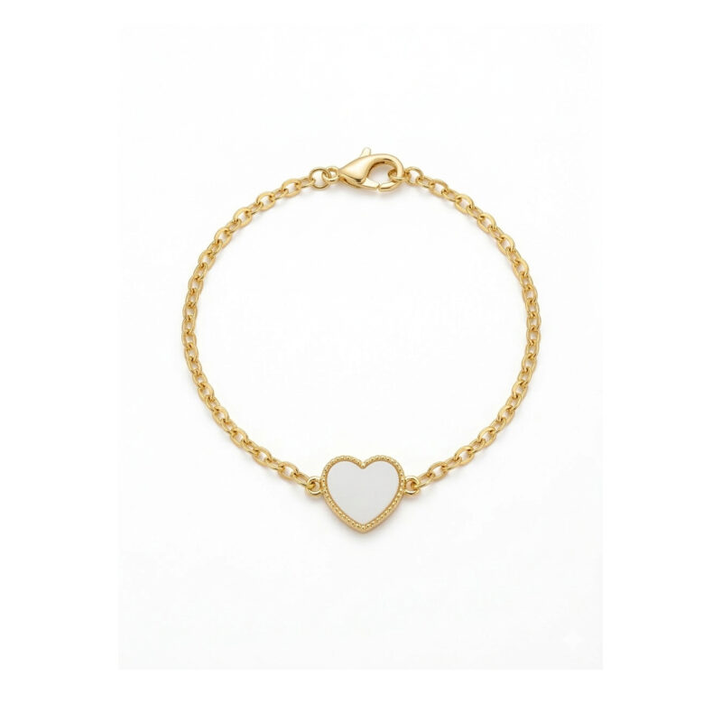 Pulseira(17 cm + 5 cm) Cadeadinho Coração Banhado Cravejado em Ouro18k