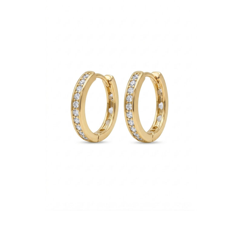 Brinco Argola  Cravejado Banhado em Ouro 18k