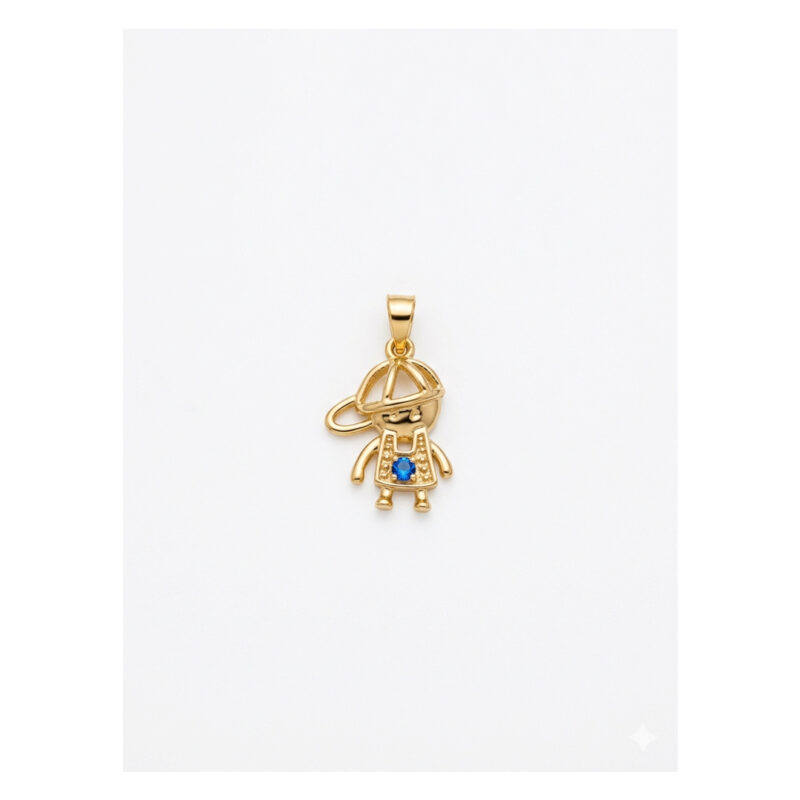 Pingente Menino Boné Vazado Cravejado Banhado em Ouro 18k