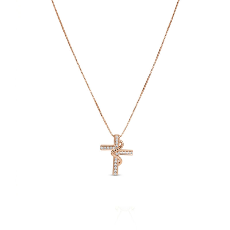 Colar Crucifixo Cravejado Banhado em Ouro 18K