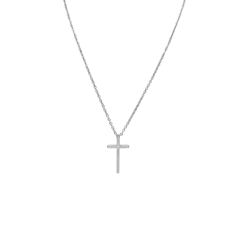 Colar (45 cm + 10 cm)  Crucifixo liso Banhado em Ouro 18k