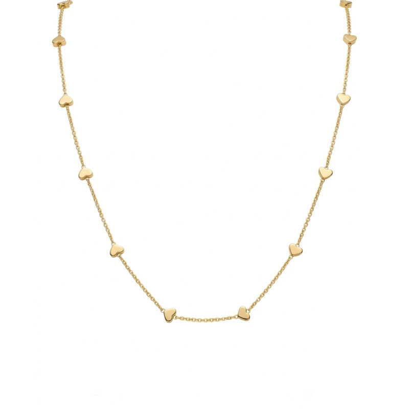 Choker(35 cm +5 cm) Corações Banhado em Ouro 18k