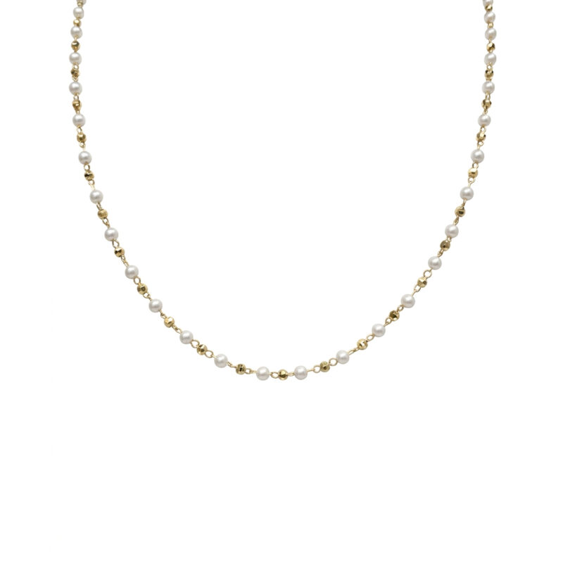 Choker(35 cm +10 cm)Esfera Perola Banhado em Ouro 18k