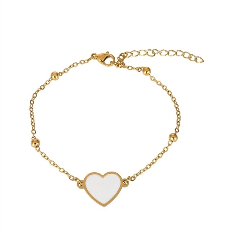 Pulseira (17 cm + 5 cm) Coração em Aço