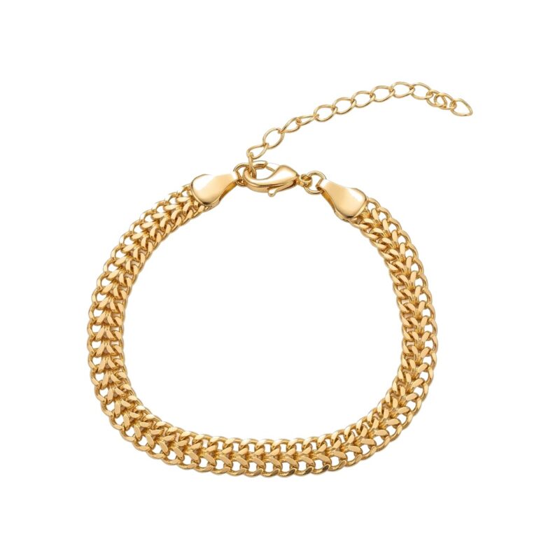 Pulseira (17 cm + 5 cm) malha Banhado em Ouro 18k