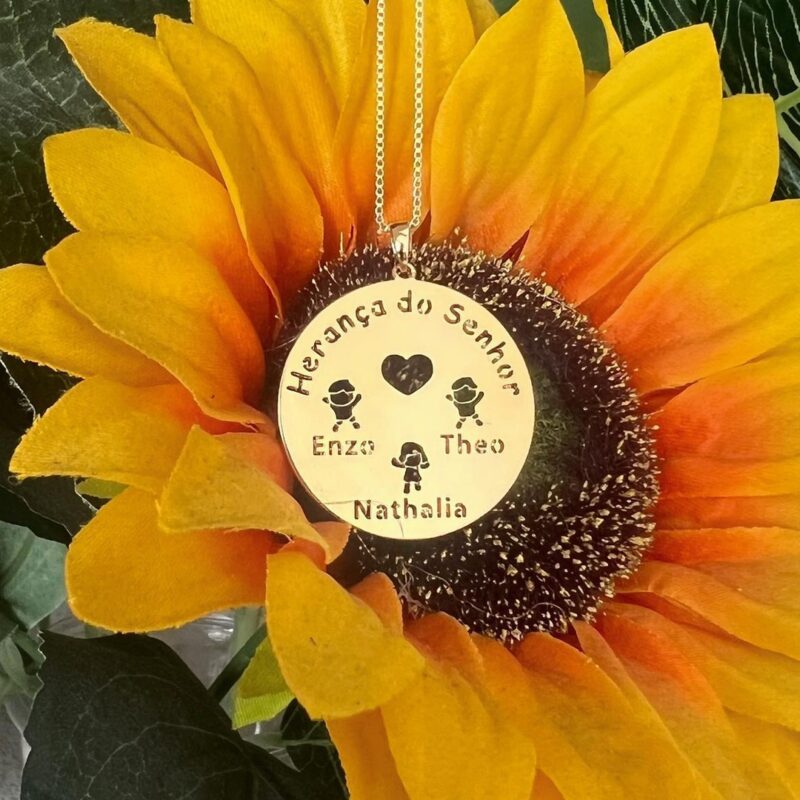 Colar Personalizado Mandala Filhos Banhado em Ouro 18K