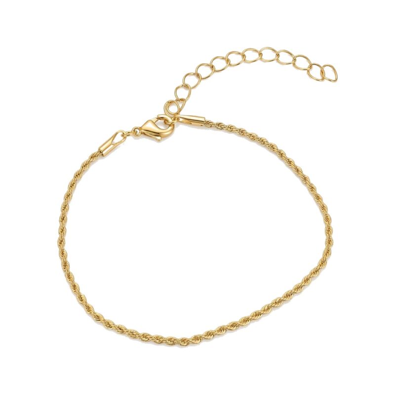 Pulseira (17 cm + 5cm) Elo Baiano 1mm Banhado em Ouro 18k