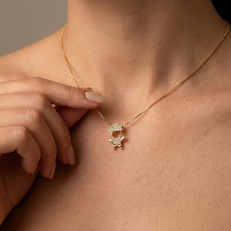 Colar Menino Cravejado Banhado em Ouro 18K
