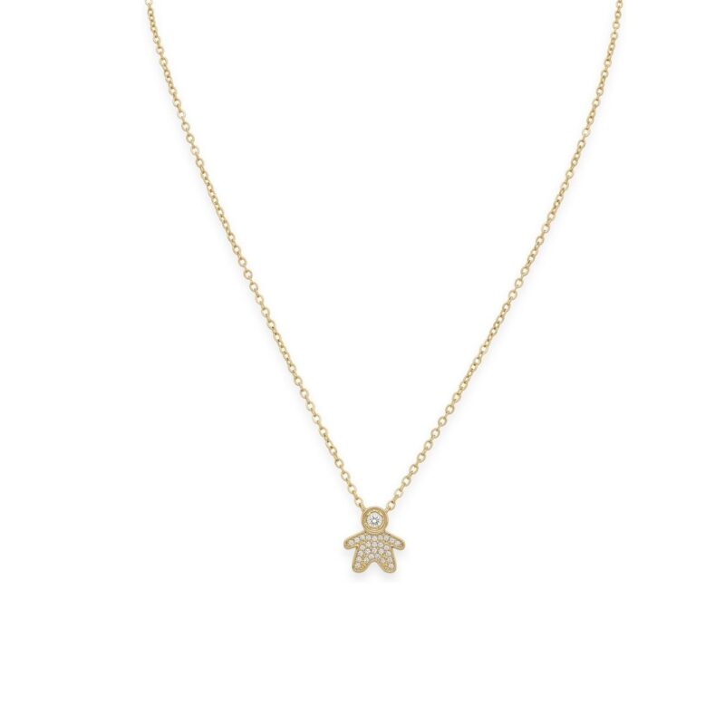 Colar (45 cm + 5 cm) Menino Cravejado Banhado em Ouro 18k