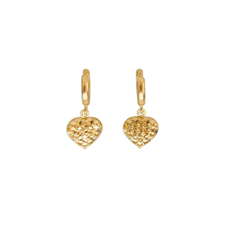 Brinco Argola Coração Vazado Banhado em Ouro 18k
