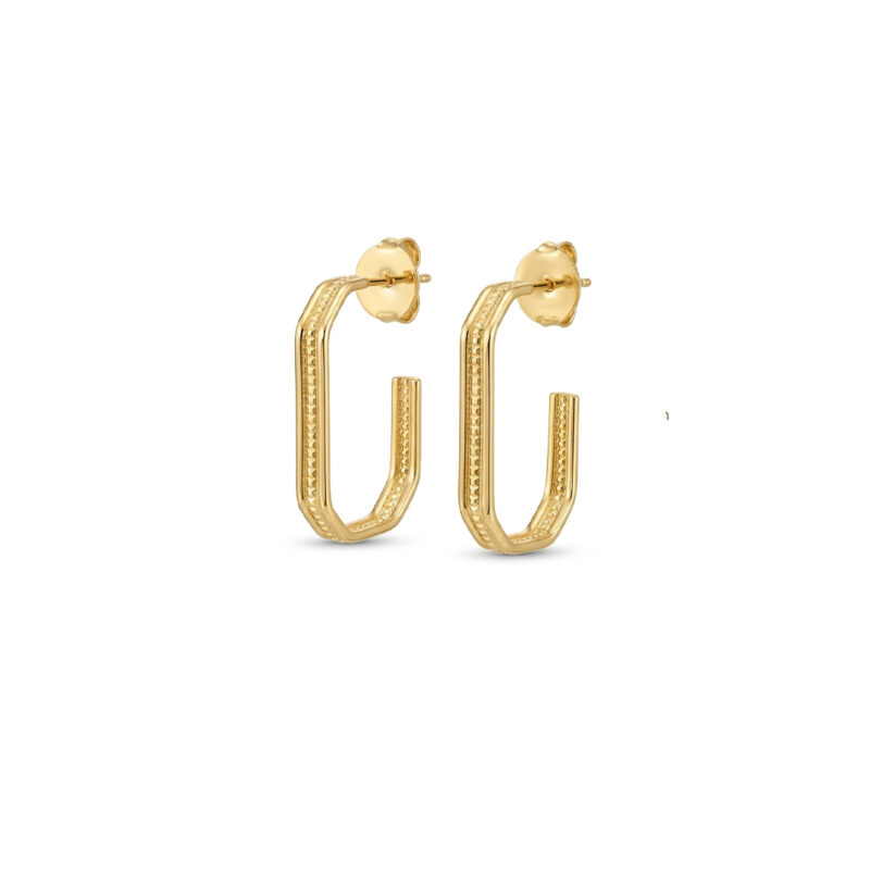 Brinco Argola Geomatrico Banhado em Ouro 18k