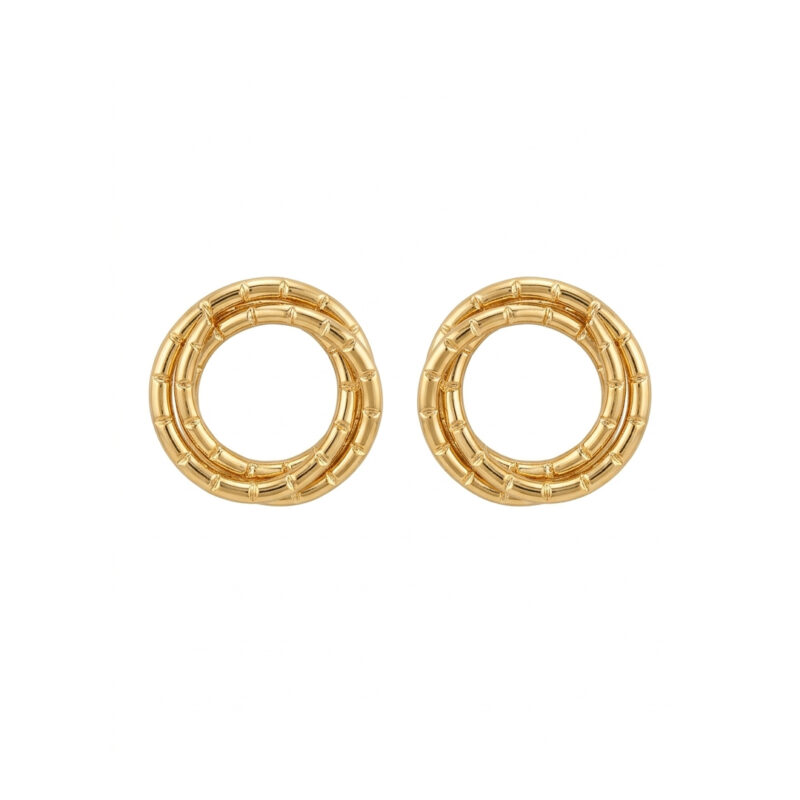 Brinco Redondo Duplo Trabalhado em Aço